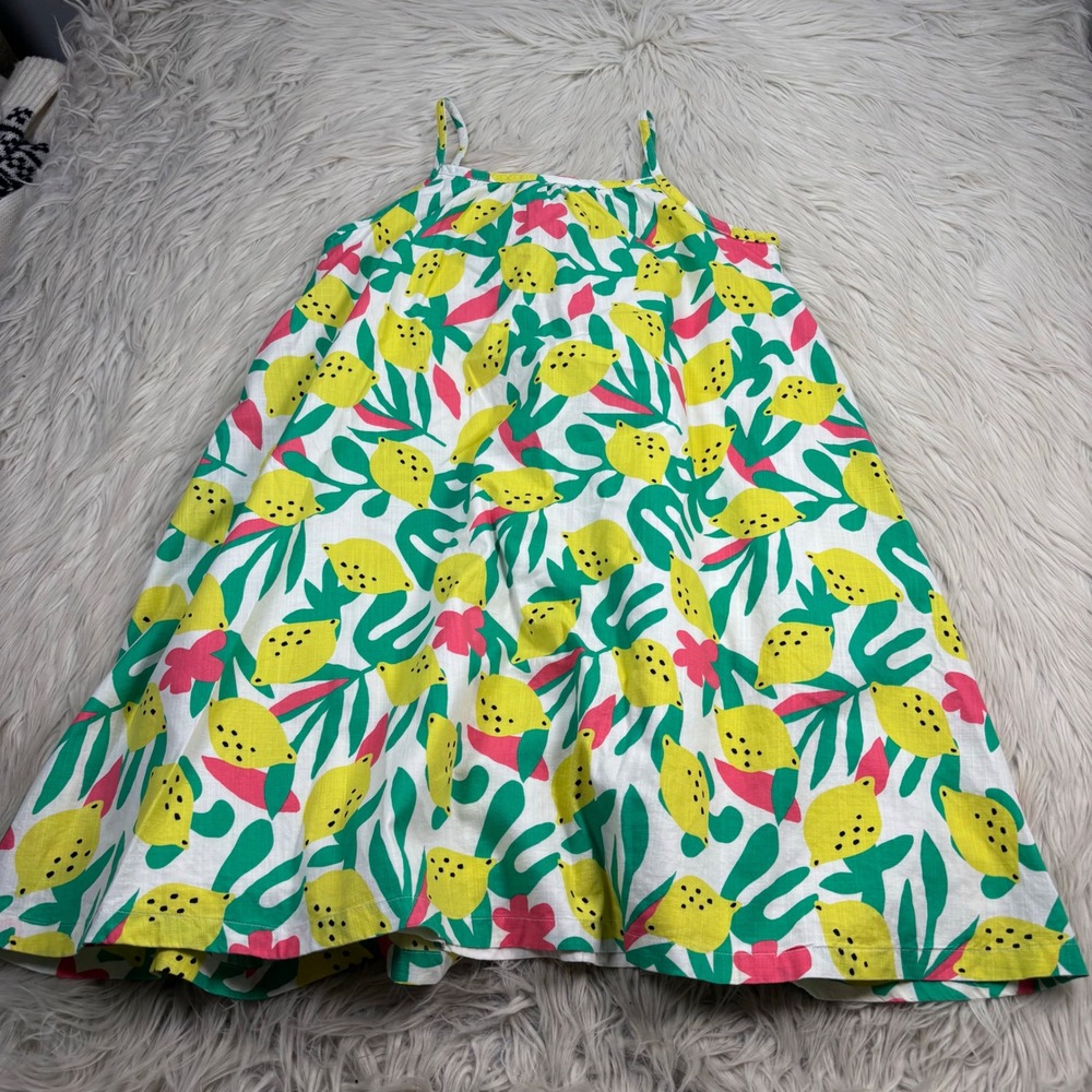 Hanna Andersson Girl's 12 (150cm) Lemon Print A-line Dress Summer Dopamine